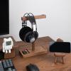 Headphone Holder - 28x20cm Black Walnut Wood Stand, Durable Desks Hanger, Headset Storage Rack | Modern Wooden Headphone Stand For Office Table Home Studio Decoration Organization view 4
