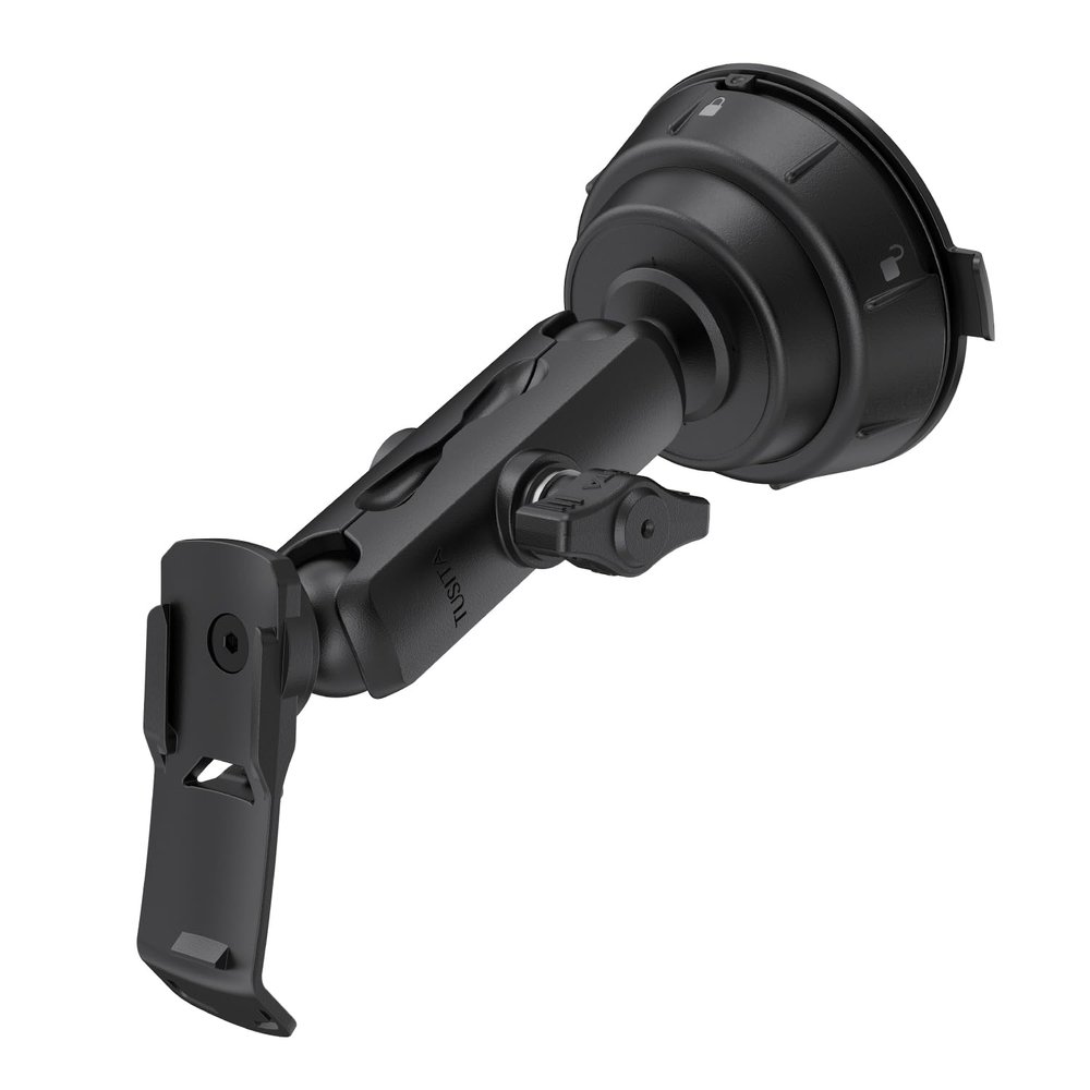 TUSITA Twist Lock Suction Cup Mount with Spine Clip Holder Compatible with Garmin Handheld GPS