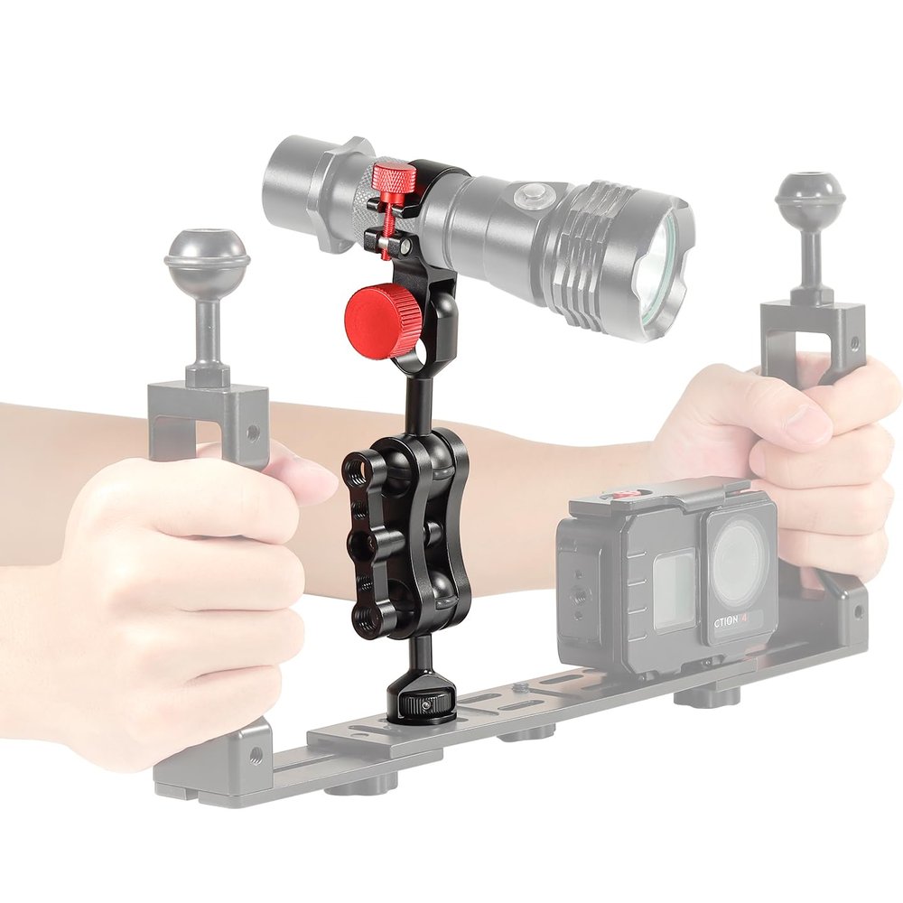 NovelGoal Aluminum Alloy Diving Light Mount with 1-inch Ball Head Adapter Clamp Bracket for 30-32mm Flashlights Underwater Photography Lighting (Type 3)
