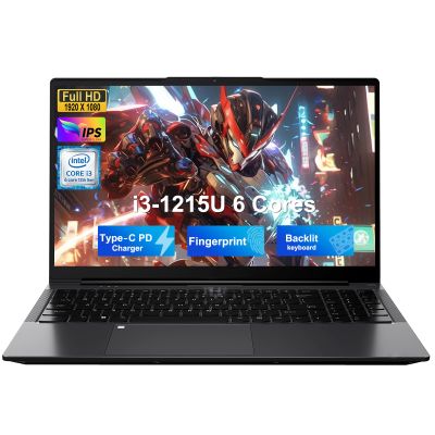 NIMO 15.6" FHD IPS Student-Laptop-Computer - Intel Core i3-1215U(Beat i5-1135G7, 6 Cores Up to 4.4GHz), 8GB RAM 128GB SSD, 65W Type-C Charger, 2 Years Warranty, Fingerprint, Backlit Keyboard, Wi-Fi 6
