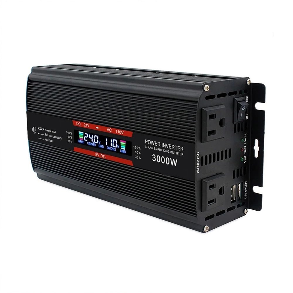 1500W/3000W Inverter Modified Sine Wave Inverter DC12V to AC 110V Outdoor Working Power Converter with LCD Display(Red)