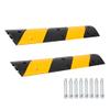 2 Pack Speed Bumps, 3.3Ft Rubber Speed Bumps for Road, 2 Channel 25000LBS Load Capacity Cable Wire Cord Cover with 6 Bolt Spikes for Asphalt Driveway view 1