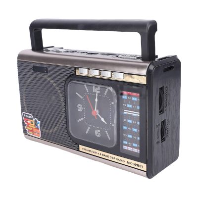 PUSOKEI Retro Radio, Portable Speaker with AM FM SW Radio, USB SD Card Slot, 6H Playtime, Long Antenna for Clear Reception, for Home Outdoor Travel (Gold)