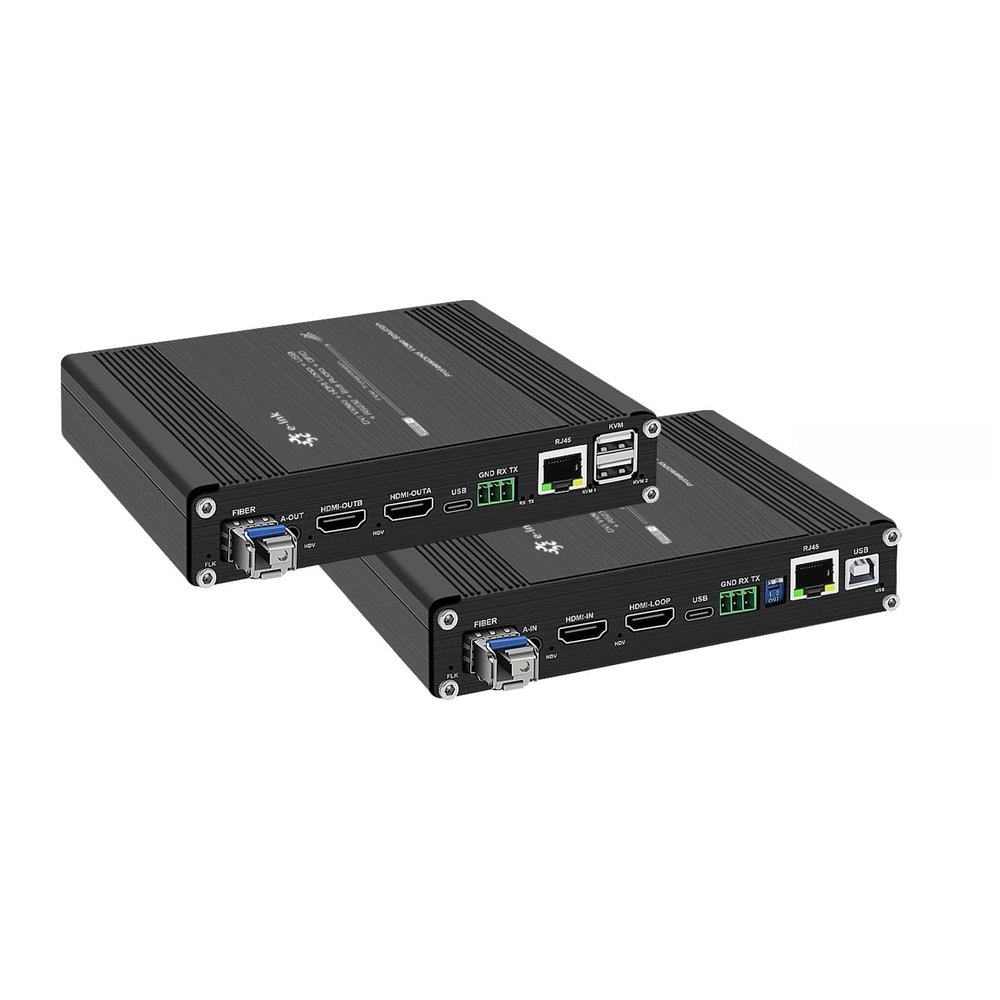 Steloproad 4K@60Hz HDMI Fiber Extender with KVM, Audio, RS232/RS485, 10/100M TCP-IP & Bi-Directional IR  SFP Included SMF Up to 20km