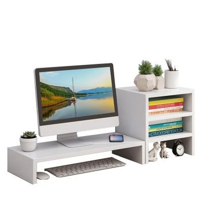 3-Tier Computer Monitor Stand, Desktop Shelf Organizer for Laptop/PC (502013.2cm) - White/Black Walnut/Light Walnut(White 1 + 3 Coats)