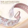 GEAK Flower Engraved Srtap Compatible with Fitbit Sense 2 Bands/Sense/Versa 3/Versa 4 Bands for Women, Cute Floral Pattern Soft Sport Accessories for Sense 1 2/Versa 4 3 SmartWatch view 2