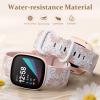 GEAK Flower Engraved Srtap Compatible with Fitbit Sense 2 Bands/Sense/Versa 3/Versa 4 Bands for Women, Cute Floral Pattern Soft Sport Accessories for Sense 1 2/Versa 4 3 SmartWatch view 3
