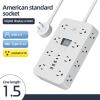 11 in 1 Powerstrip with Switches & Surge Protection,11 AC Outlets, 3 USB Ports & Time Display, 4.9 FT Extension Cord Flat Plug Surge Protector Powerstrip for Home Office Dorm Travel view 3