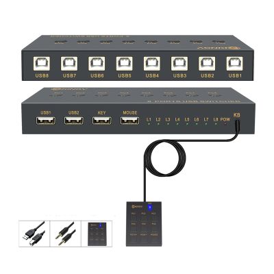 8 Port Splitte -KVM Switch ControllerUSB Keyboard Mouse Synchronizer, Plug and Play DistributorSplitter for Various Operating System
