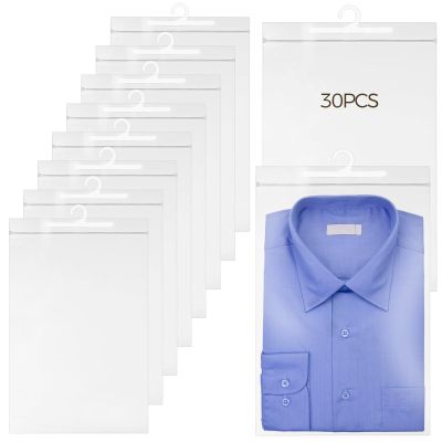 30 Pcs Hanging Storage Bags with Hooks for Headphones, Reusable Dustproof Bags with Clear Plastic Design, Ideal for Travel and Classroom Organization