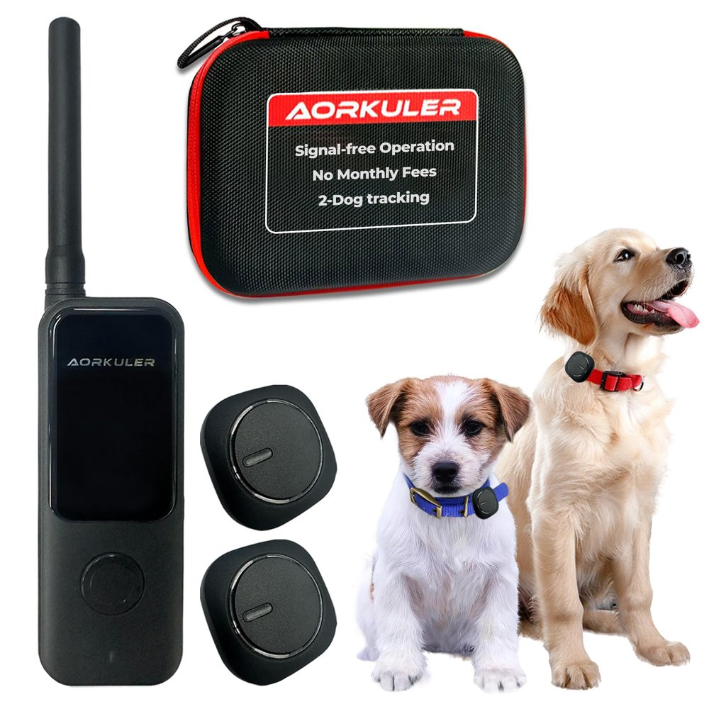 2-Pack Outdoor GPS Dog Tracker for Two Dogs Real-Time Tracking, No Phone or Signal Needed, Perfect for Hiking, Camping, Farms, and Large Open Spaces, No Subscription Fees