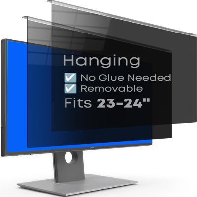 2-Pack 24 Inch Hanging Privacy Screen Protector for Monitor (Fits 23-24 Inch Frameless), 30+ Full Privacy & 95% Light Blocking, Instant Setup, 87% Blue Light & 97% UV Block, Office Data Security & Eye Protection