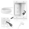 Naerza in Wall Cable Management Kit with Recessed Tv Outlet Box-Two-Hole Socket, 9ft Cord,Tv Cable Hider Wall Kit Hider Box Fits All Plugs, Easy, Safe Cable Management view 1