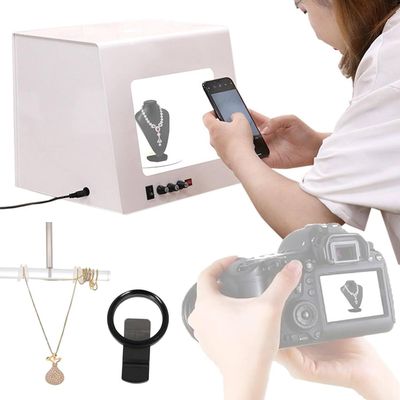 Jewelry Photography Light Box Kit with 360 Electric Rotating Feature, 4PCS Fill Lights-Adjustable Brightness, 20000Lux/22000Lux Mini Photo Studio Softbox, Support Jewelry Hanging or Placing Large