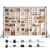 10x7ft White Bookshelf Backdrop Modern Office Zoom Video Conference Photography Background Bookcase Decorations for Home Office Meeting Library Study Room Bookcase Background Kids Portrait Props view 3