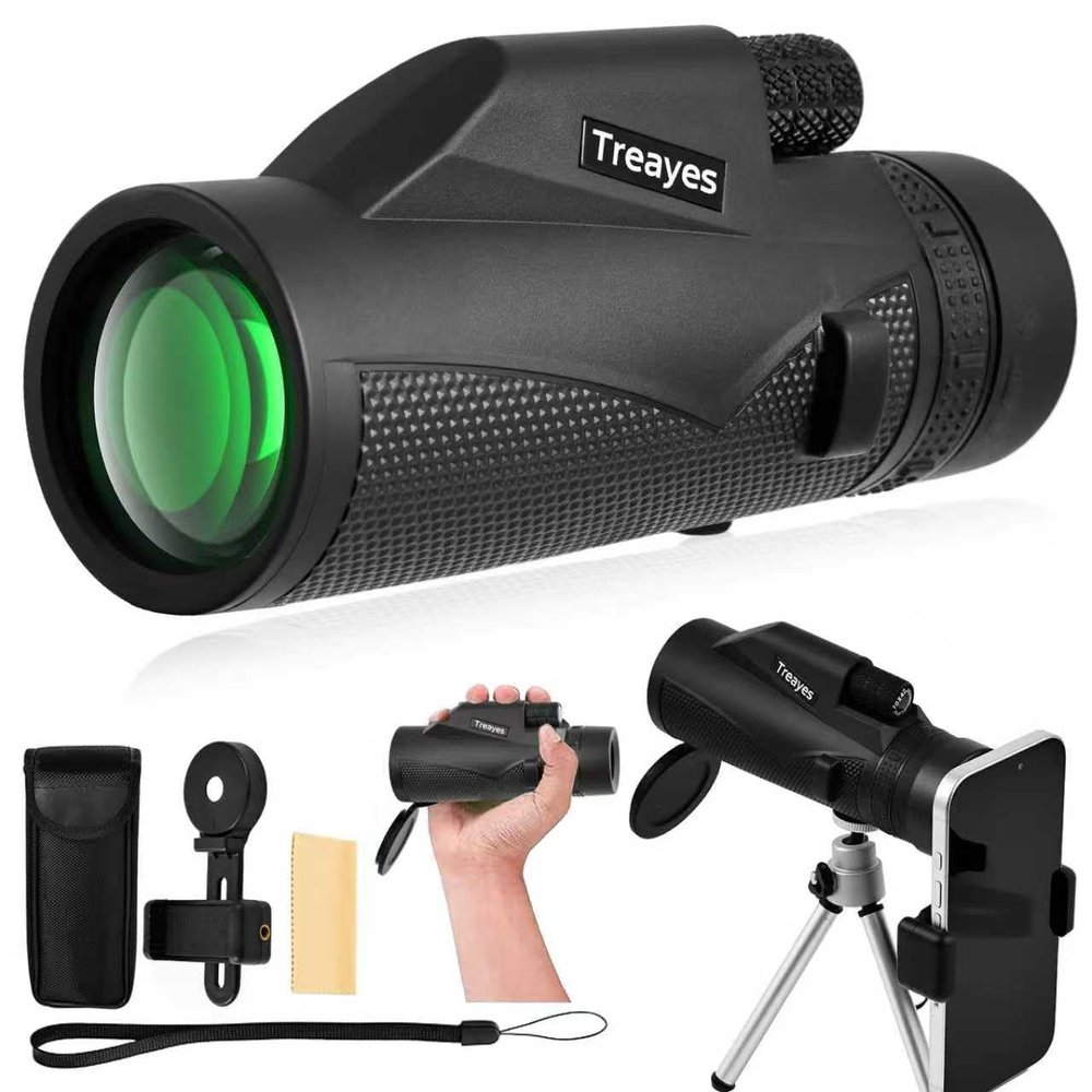 10x42 Monocular Telescope High Power HD, 330g Ultra-Lightweight & Portable, BAK4 Prism Metal Frame, with Phone Adapter Tripod for Bird Watching, Hunting, Travel, Concerts, Football Games