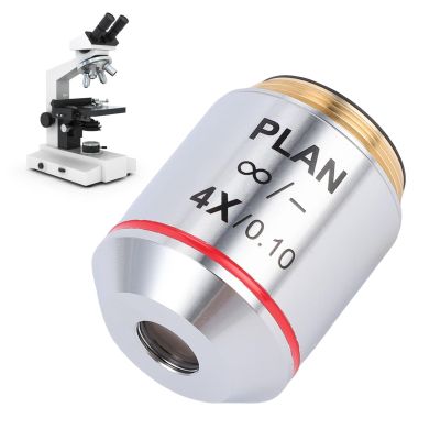 LICAEVEY Microscope Lens, 20.2mm Interface Optical System, High Resolution 4X Objective for Biological Microscopes Education Research