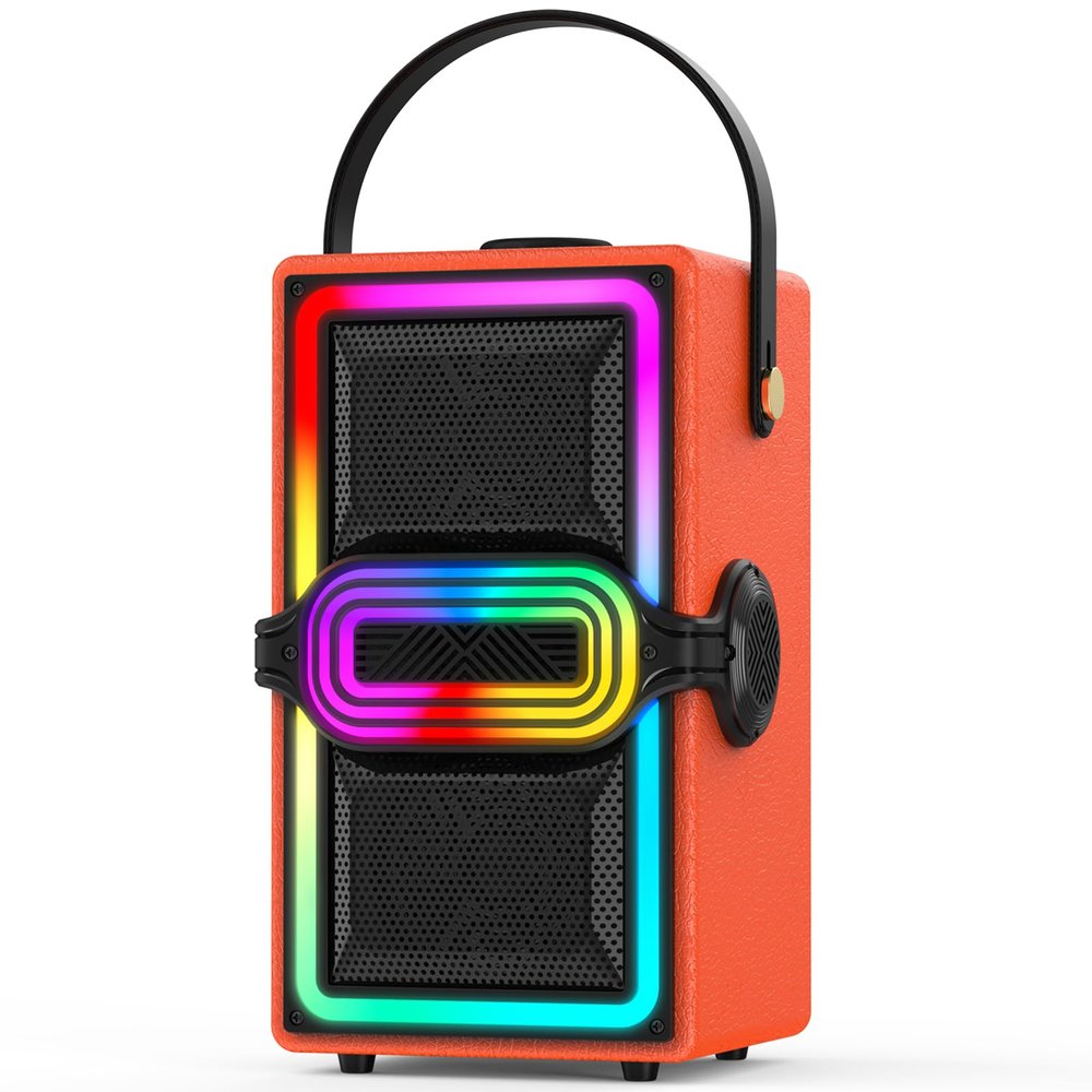 TAMPROAD Bluetooth Speaker, 120W Peak Power Wireless Speakers Boombox with Deep Bass, Portable Loud Stereo Sound Subwoofer with LED Light Show for Party, Outdoor, Camping (Orange)