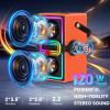 TAMPROAD Bluetooth Speaker, 120W Peak Power Wireless Speakers Boombox with Deep Bass, Portable Loud Stereo Sound Subwoofer with LED Light Show for Party, Outdoor, Camping (Orange) view 2