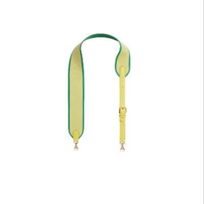 KOLOMOMO Canvas splicing SWIFT leather shoulder strap handmade, 5-speed adjustable design, multiple back methods (Lime Gold Buckle)