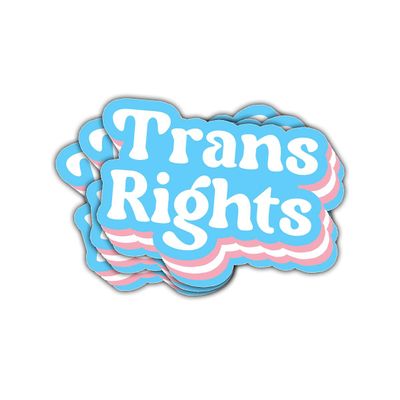3 Pcs Trans Rights Sticker Bold Blue and Pink Quote Vinyl Decal for LGBTQ+ Allies, Parents, Teachers, Activists, Students, Social Justice Workers, Laptop, Notebook, Hydroflask, Car Window 3 Inches
