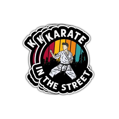 3 Pcs Karate in The Street Sticker, Martial Arts Fighter Vinyl Decal for Students, Teens, Adults, Instructors, Athletes, Laptop, Scrapbook, Notebook, Water Bottle, Journal, Car Window, Case 3 Inches