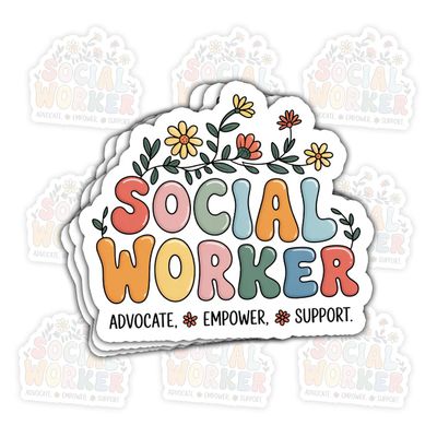 3 Pcs Advocate Empower Support Social Worker Sticker Positive Quote Vinyl Decal for Social Work Student, Case Manager, Therapist, Counselor, Hospital Staff, Laptop, Hydroflask, Notebook 7 Inches