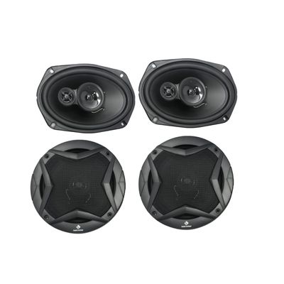 Bass Rockers BR6930 6x9 3-Way & BR650 6.5" 2-Way Car Audio Coaxial Speakers Combo | 2100W Peak Power Pair Set | 4 Ohm Full Range Upgrade for Car, Boat, ATV, UTV, Truck, RV