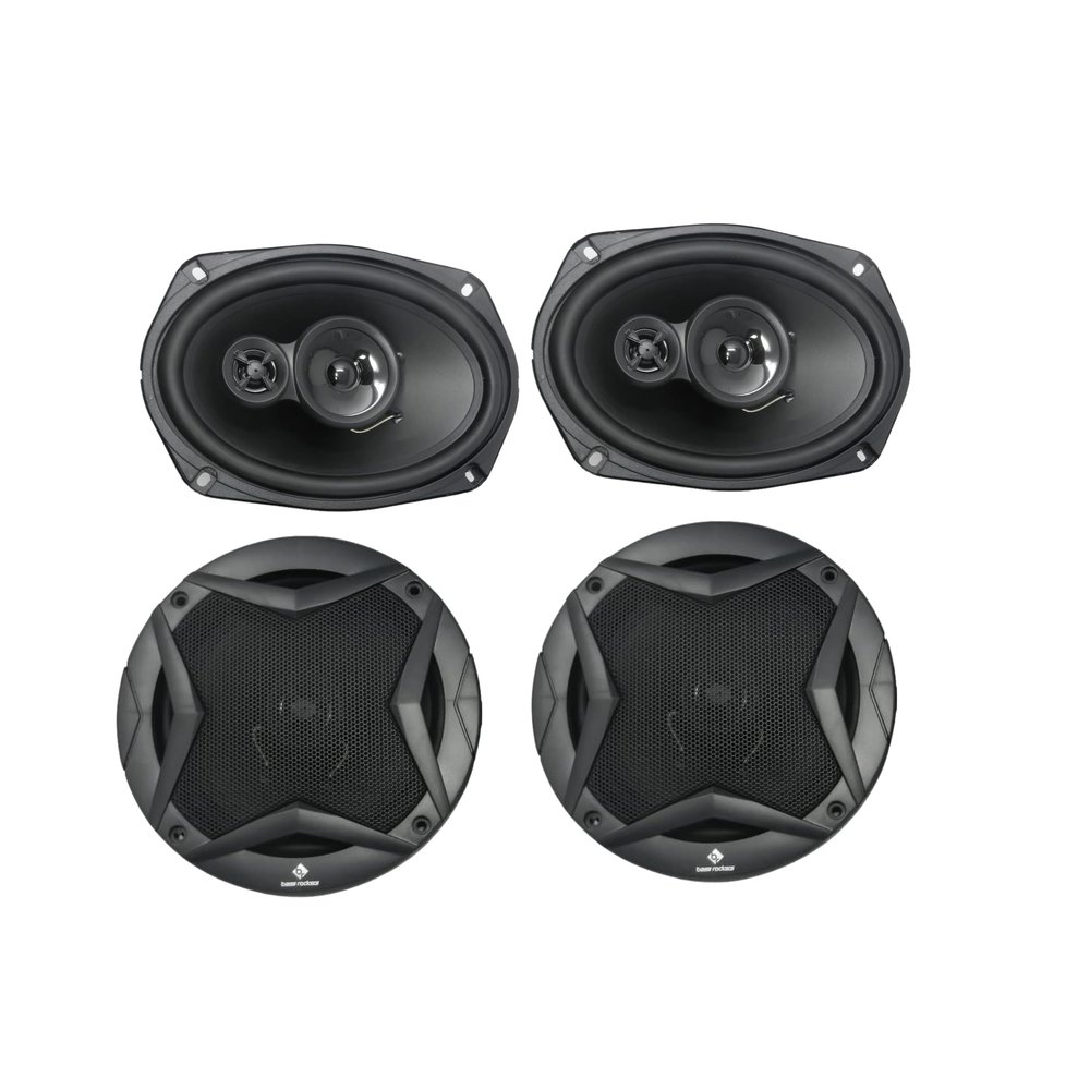 Bass Rockers BR6930 6x9 3-Way & BR650 6.5" 2-Way Car Audio Coaxial Speakers Combo | 2100W Peak Power Pair Set | 4 Ohm Full Range Upgrade for Car, Boat, ATV, UTV, Truck, RV