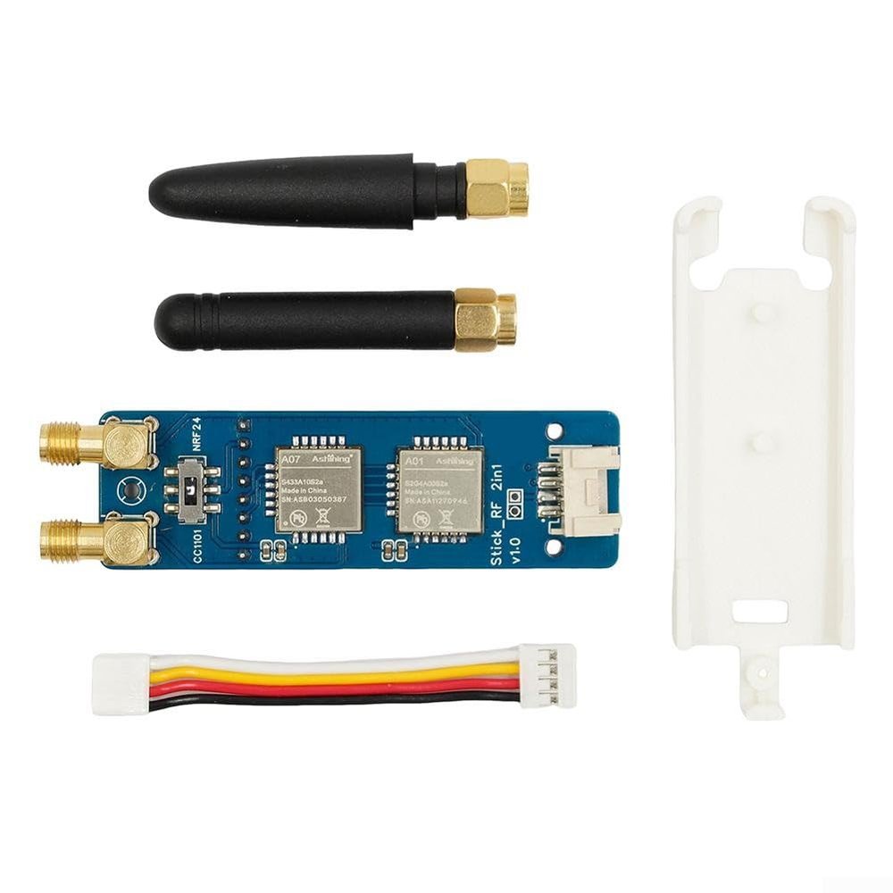 2-in-1 CC1101 NRF24 Transceiver Physical Switch for Module Selection for M5Stack for M5StickC Plus 2 Includes Antennas Grove Cable(with shell)