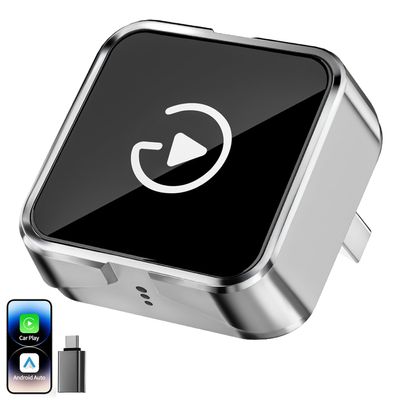 2026 Upgraded Wireless CarPlay Adapter for iPhone & Android Auto, Converts Wired to Wireless Car Play, 3-Second Auto Connect & Stable Zinc Alloy Material, Mini Plug & Play, with USB-A & Type-C