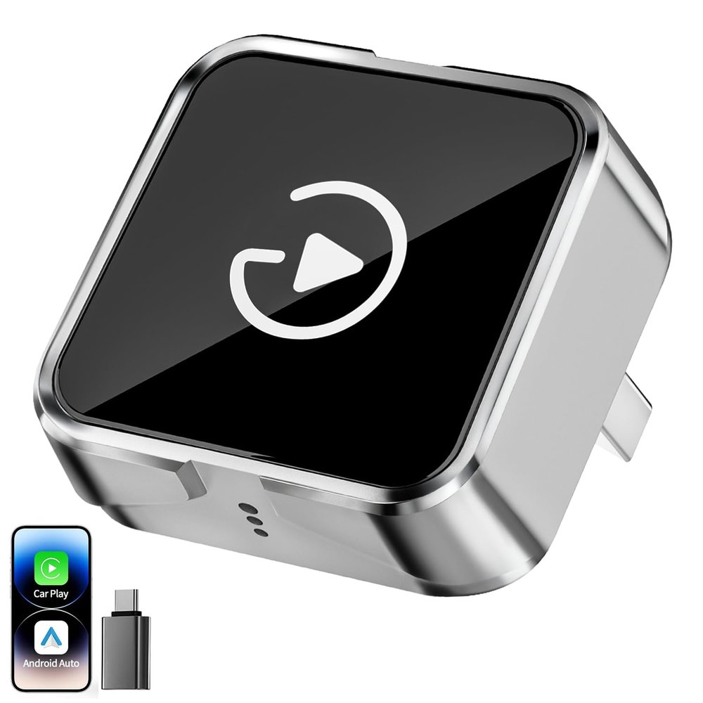 2026 Upgraded Wireless CarPlay Adapter for iPhone & Android Auto, Converts Wired to Wireless Car Play, 3-Second Auto Connect & Stable Zinc Alloy Material, Mini Plug & Play, with USB-A & Type-C