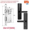 BOGJFC Smart WiFi Fingerprint Door Lock Tuya App Biometric Password Card Key Unlock For Wooden Steel Doors Mortise 147x22 Black view 2