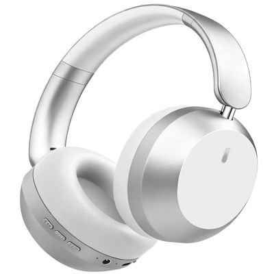 Wentronic Y05 Over-Ear Headphones Hi-Res Sound, ANC, Wireless Bluetooth 5.3, 48H Playtime, Comfortable Ear Cushions for Work, Gaming, Android, iOS & PC Silver