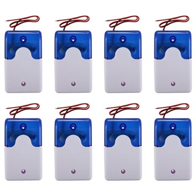 Bloepum 8X Mini Wired Strobe Warning Siren Dc 12V Sound Alarm Flashing Light Sound Siren Horn Alarm System 115Db Blue