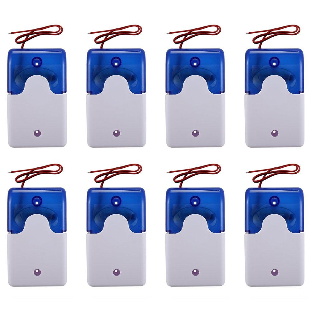 Bloepum 8X Mini Wired Strobe Warning Siren Dc 12V Sound Alarm Flashing Light Sound Siren Horn Alarm System 115Db Blue