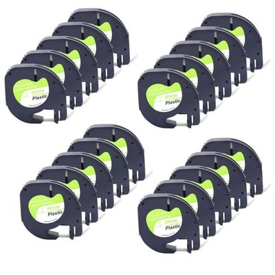 10 20 30 50pcs 91331 91201 12mm Multicolor Plastic Label Tape Compatible with Label Maker LT100H LT-100T Label Paper Tape for Labeling(White-20pcs)