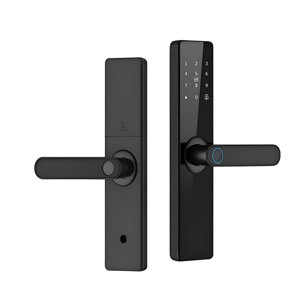 BOGJFC Smart WiFi Door Lock With Fingerprint Password Card Key App Tuya Smart Life Aluminium Alloy Electronic Lock For Wooden And Steel Doors Reversible Handle Mortise 190x22R(5050) Cantos Redondos