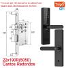 BOGJFC Smart WiFi Door Lock With Fingerprint Password Card Key App Tuya Smart Life Aluminium Alloy Electronic Lock For Wooden And Steel Doors Reversible Handle Mortise 190x22R(5050) Cantos Redondos view 2