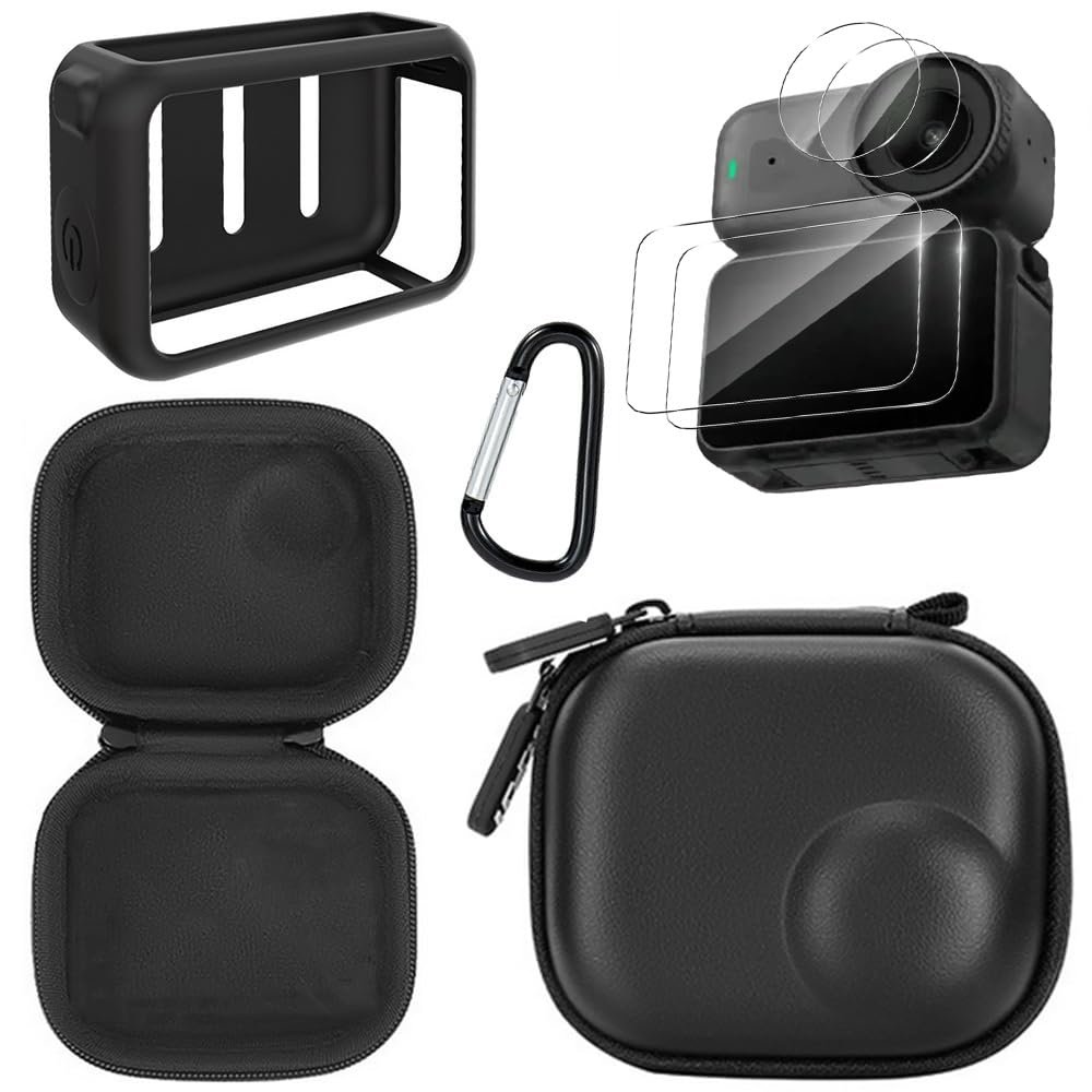 XYYORITRIX Camera Accessory Kit Compatible with Osmo Nano PU Waterproof Storage Bag+Silicone Case+Glass Screen Protector (2 sheets)+Lens Protector (2 sheets) Full Protection Camera Accessories5-in-1