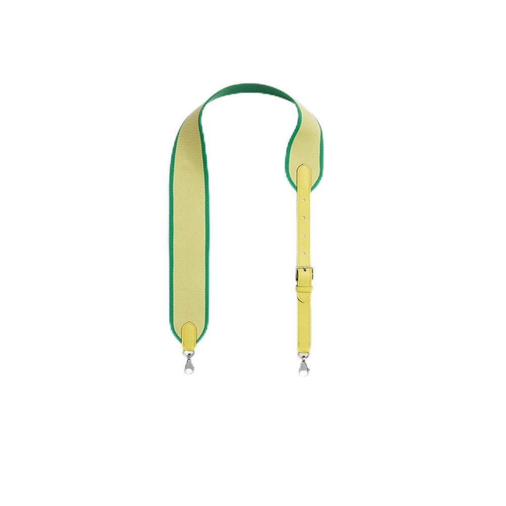 KOLOMOMO Canvas splicing SWIFT leather shoulder strap handmade, 5-speed adjustable design, multiple back methods (Lime Silver Buckle)