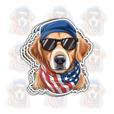3 Pcs Cool Golden Retriever Dog Sticker, Sunglasses Puppy Lover Vinyl Decal for Men, Women, Teens, Pet Owners, Laptop, Water Bottle, Notebook, Scrapbook, Journal, Car Window, Phone Case, Dad 4 Inches