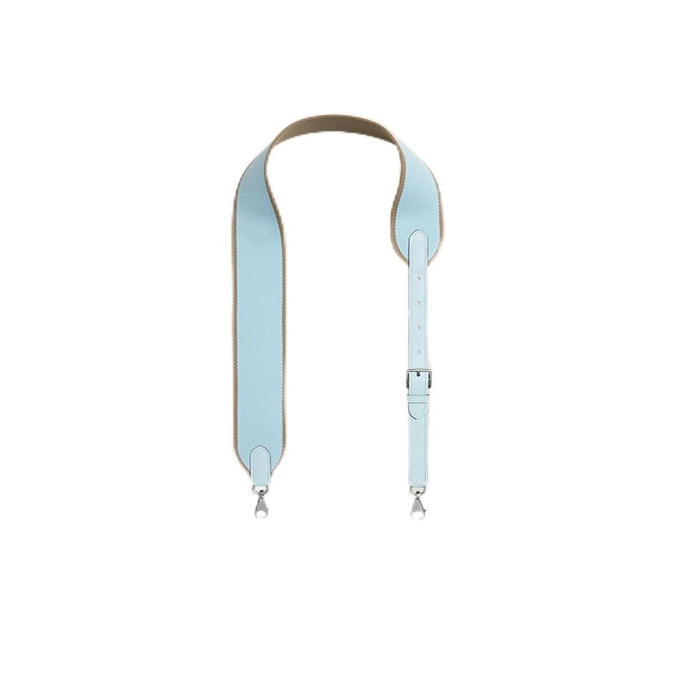 KOLOMOMO Canvas splicing SWIFT leather shoulder strap handmade, 5-speed adjustable design, multiple back methods (Blue Pale Silver Buckle)