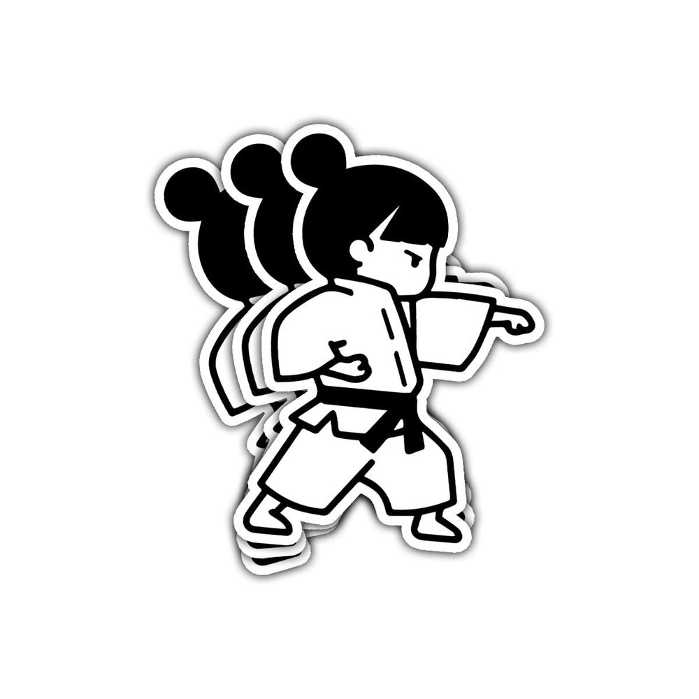 3 Pcs Karate Girl Training Pose Sticker, Martial Arts Silhouette Vinyl Decal for Women, Teens, Kids, Female Students, Dojo Enthusiasts, Laptop, Water Bottle, Notebook, Scrapbook, Journal 6 Inches