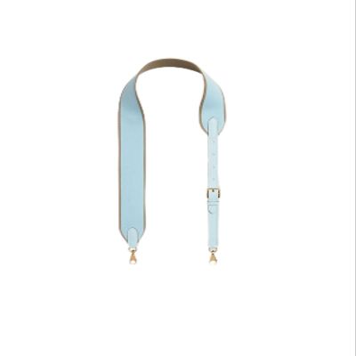KOLOMOMO Canvas splicing SWIFT leather shoulder strap handmade, 5-speed adjustable design, multiple back methods (Blue Pale Gold Buckle)