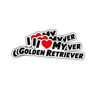 3 Pcs I Love My Golden Retriever Sticker, Dog Puppy Vinyl Decal for Men, Women, Teens, Pet Owners, Laptop, Water Bottle, Scrapbook, Journal, Notebook, Car Window, Phone Case, Animal Lover 5 Inches