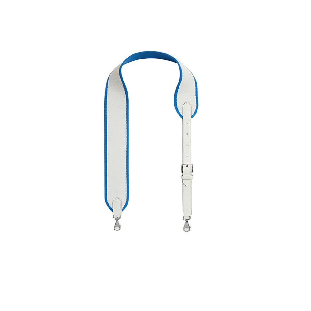 KOLOMOMO Canvas splicing SWIFT leather shoulder strap handmade, 5-speed adjustable design, multiple back methods (White Silver Buckle)