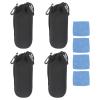 PATIKIL 4 Pcs Camera Lens Pouch, 4" ID x 10" H Drawstring Lens Pouch Protective Camera Lens Case Bag Soft Plush Neoprene Bag for DSLR Photography Gear, Black view 1