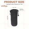 PATIKIL 4 Pcs Camera Lens Pouch, 4" ID x 10" H Drawstring Lens Pouch Protective Camera Lens Case Bag Soft Plush Neoprene Bag for DSLR Photography Gear, Black view 2