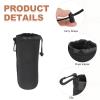 PATIKIL 4 Pcs Camera Lens Pouch, 4" ID x 10" H Drawstring Lens Pouch Protective Camera Lens Case Bag Soft Plush Neoprene Bag for DSLR Photography Gear, Black view 3